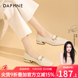 达芙妮官方单鞋女2025春夏新款乐福鞋女低跟时尚淑女穆勒鞋通勤百搭女鞋 米白（星钻款） 37