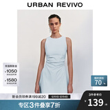 UR2025春季新款女摩登气质褶皱收腰显瘦无袖连衣裙UYY750030 淡蓝 XL
