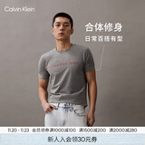Calvin KleinJeans夏季男女情侣中性休闲年轻多色ck印花修身打底短袖T恤上衣 P2D-鸽子灰 L （推荐145-160斤）
