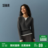 森马（Semir）森马毛衣女短款假两件含羊毛针织衫24冬新款保暖内搭109724107015