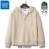 真维斯（JEANSWEST）卫衣男女连帽2025春秋款日系拉链开衫外套宽松运动外套重磅连帽衫 卡其 L (推荐110斤-130斤左右)