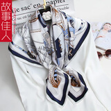 故事佳人生日礼物真丝丝巾女士大方巾百搭高档桑蚕丝送老师礼品围巾上海仓 海盗船蓝