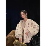 三吉黑花【欣年】新中式短款珠绣羽绒服冬季女款外套巨好看的冬装 月白(雪花钉珠图案) S