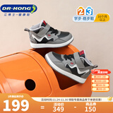 江博士秋冬男女童拼色保暖学步鞋 户外休闲魔术贴儿童运动鞋 灰/黑(内里加绒) 28 脚长约16.9-17.4