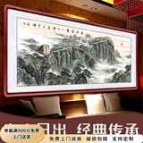 迅典国画山水画鸿运当头挂画客厅装饰画办公室字画风水画沙发背景墙画 E款【泰山日出】 实木带框163*83CM（有机玻璃）