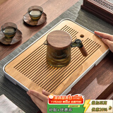 忆壶茶（YIHUTEA）茶盘托盘家用茶台带排水小型沥水储水实木功夫托盘泡茶具竹茶托 大号茶盘（白色）36.5*24cm