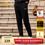 卡宾男装针织裤春秋新款荧光LOGO松紧腰休闲印花青年F 加绒款黑色 2XL /185/54