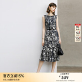 颜域设计感时尚连衣裙女2024新款秋季裙子气质连身裙中长款背心裙 黑白花 L