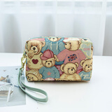 小熊依恋女包时尚织花帆布手拿手拎包长款休闲随身手机零钱包袋情人节礼物