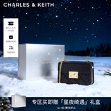 CHARLES&KEITH拼接菱格链条单肩斜挎小方包包女包生日礼物CK2-80701360 CK2-80701360Black黑色 S