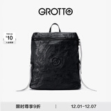 GROTTO个乐黑石双肩包大容量褶皱绵羊皮软皮背包电脑包通勤旅行包 黑石背包L（黑标）