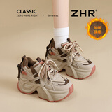 ZHR厚底老爹鞋女冬季加绒保暖内增高女鞋舒适休闲鞋女 KS55A杏色 37