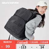 斯凯奇（Skechers）双肩包男女同款书包简约时尚大容量旅行包学生背包 碳黑色【经典款-约24.4L大容量】