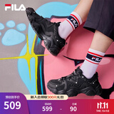FILA 斐乐猫爪鞋4代女鞋老爹鞋情侣运动鞋复古时尚休闲鞋网面透气 【女款】黑-BK 37.5