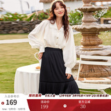 两三事丝绒半身裙春季女黑色百褶裙裙子复古半裙长裙 开心自转体 黑色- 薄款 L