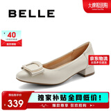 百丽气质时尚平跟鞋女百搭淑女单鞋A6Z1DAQ4 米白 36