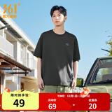 361°运动短袖男女同款夏季透气宽松棉印花t恤休闲圆领上衣 砾石灰9115D L