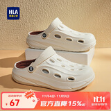 海澜之家HLA男鞋加绒勃肯鞋男士洞洞鞋休闲鞋HAALXM2EBK093 米色加绒42/43