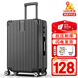 ULDUM行李箱男旅登机箱行箱子铝框拉杆箱学生小型登机密码箱皮箱开学季 星耀铂金拉链-尊贵黑 20英寸 【可登机】