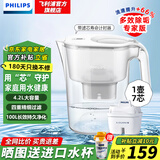 飞利浦（PHILIPS）净水壶 滤水壶 家用净水器 厨房自来水过滤器 滤水器 过滤器滤芯 便携净水杯 AWP2814蓝色/白色 白1壶7芯【专家版】