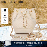 CHARLES&KEITH绗缝菱格链条水桶包双肩包包女包女友生日礼物CK2-10701506 Beige米色 M