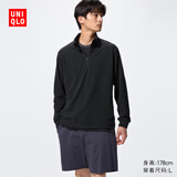 优衣库男装柔滑弹力摇粒绒半拉链套头衫/长袖25秋冬新款481184 09 黑色 2XL /185/112C