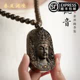 QINTINLANJIN轻奢金丝楠木观音吊坠男女士新款实用的礼物原创饰品木质项链 金丝楠木观音吊坠