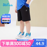 361°儿童短裤夏季男女童3-12岁透气运动裤梭织五分裤 黑 110