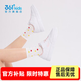 361°儿童板鞋男童六一小白鞋轻便魔术贴耐磨底女童滑板鞋小童板鞋男女 【四季款】361度白/甜心粉色 37