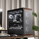 爱国者（aigo）御风F100 黑色 台式机电脑主机箱 ATX主板/木艺风道/散热风道机箱/支持顶部360水冷