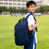 Edison初中生书包防泼水大容量双肩包小学生高年级减负背包L796-3深蓝色
