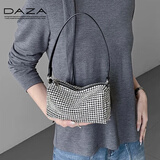 DAZA满钻包小背包女2025春新款高级感手提包单肩斜挎包钻石 银色