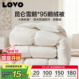 LOVO罗莱A类 95%昆仑白鹅绒羽绒被 冬被 1000g填充200*230cm 白色