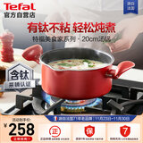 特福（Tefal）汤锅不粘锅煮汤锅家用炖煮锅双耳煮粥煲有钛不粘汤锅-20cm