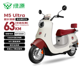 绿源（Luyuan）电动摩托车 M5ultra【5块铅酸电池-续航63km-1000W电机】27L大座桶代步车 红