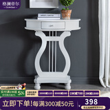 格澜帝尔（growdear）美式玄关桌靠墙桌欧式门厅玄关台玄关柜客厅隔断柜走廊半圆桌 白色（600*300*770） 组装