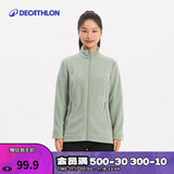 迪卡侬（DECATHLON）保暖户外抓绒衣外套男女运动宽松秋摇粒绒外套冲锋衣内胆 女款-全拉链-苍穹绿 S