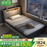 斯凡洛床现代简约1.2m单人床北欧小户型带灯高箱储物床家用榻榻米收纳床 A款床【带灯】+椰棕床垫 1.2*1.9米