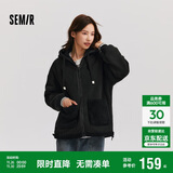 森马（Semir）森马外套女仿羊羔毛摇粒绒双面穿连帽重磅夹克24新款109724108002