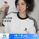 骆驼（CAMEL）夏日纯棉T神男女宽松圆领短袖上衣T恤 C35BAXLN056A 无际白 XS