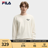 斐乐（FILA）官方男子加绒保暖卫衣秋冬季时尚休闲简约圆领套头衫长袖上衣男装 蒸汽白-IV S