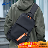 回力斜挎包男大容量胸包百搭便捷通勤旅行单肩包休闲运动挎包男手机包 黑色【可放11英寸平板+装饰挂件】