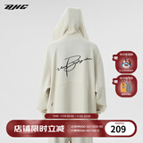 BJHG不计后果春秋简约刺绣加绒开衫连帽卫衣男潮牌欧美风宽松情侣外套 白色 XL