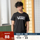 VANS范斯官方 男女情侣短袖T恤夏季经典LOGO 黑色 L