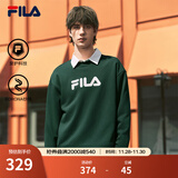 FILA 斐乐官方情侣款套头卫衣25秋冬季新款休闲宽松长袖加绒保暖上衣 【常规款】旷野绿-GN 2XL 185/104A/XXL