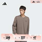 adidas情侣款宽松抓绒圆领长袖卫衣套头衫男女秋季阿迪达斯轻运动 岩层深土地棕/黑色   M