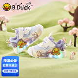 B.Duck小黄鸭童鞋女童软底运动鞋闪灯发光鞋秋季亮灯跑鞋5015A米浅蓝22