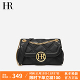 HR赫莲娜包包女包菱格链条包女小包女士单肩斜挎包女生日礼物 黑色(升级头层牛皮)