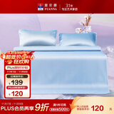 富安娜凉席 可水洗提花凉感软席子 学生两件套 蓝 0.9*1.9米【可折叠】