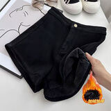 妙恋多黑色短裤夏季女高腰牛仔短裤显瘦超短裤女生短裤显腿长辣妹短裤 黑色牛仔短裤 【秋冬加绒款】 S 【建议85-95斤】